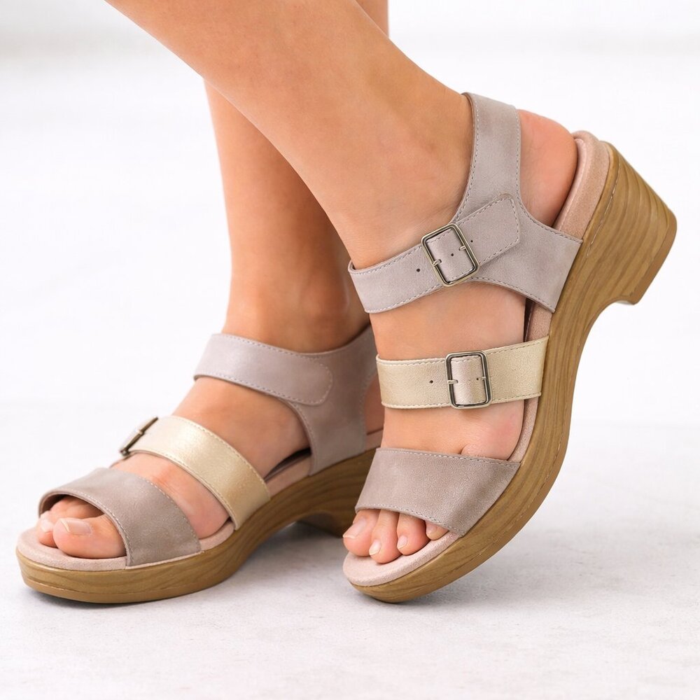 Dansko Malena Metallic Multi Leather Strappy Wedge Sandals Size 40 US 10-10.5